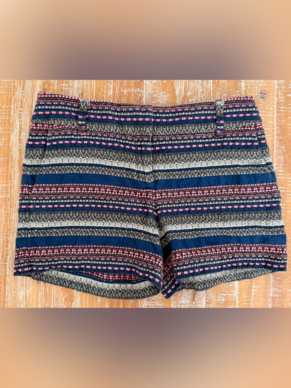 LOFT Navy, Pink & Gray Patterned Shorts, High Waist Excellent condition